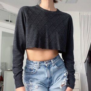 Vintage Dockers Gray Cropped Long Sleeve Sweater